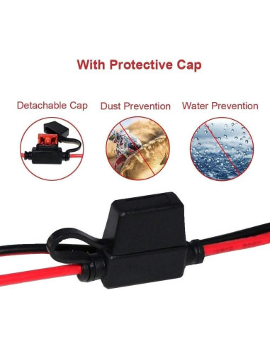 6 Pack Cable SAE a Anillo Terminal 0.61m 16AWG con Fusible 10A