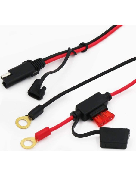 6 Pack Cable SAE a Anillo Terminal 0.61m 16AWG con Fusible 10A