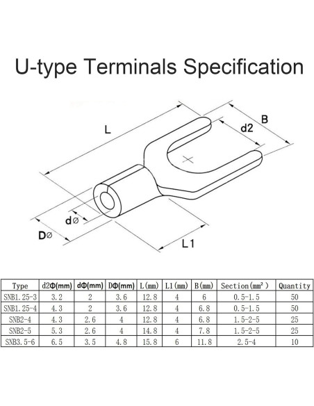 100 Terminales de Espada Desnudos Carkio SNB3.5-4 Cobre 37A