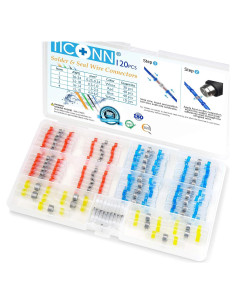 Conectores de Cable TICONN 120 Pcs Termoretráctiles Impermeables