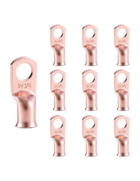 10 Terminales de Anillo de Cobre 2 AWG 3/8" Super Cloud
