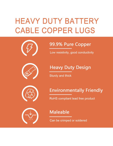 10 Terminales de Anillo de Cobre 2 AWG 3/8" Super Cloud