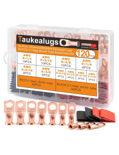 Juego de Terminales de Cobre Taukealugs 120 Pcs AWG 2-8