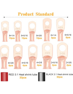 Juego de Terminales de Cobre Taukealugs 120 Pcs AWG 2-8 2
