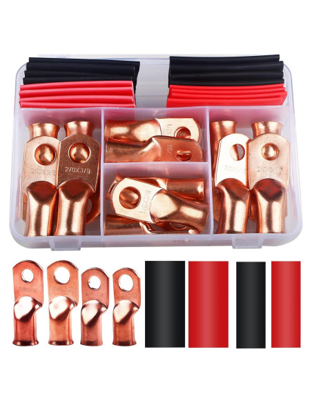 32 Piezas Terminales de Cable de Batería Cobre 1/0 2/0 AWG