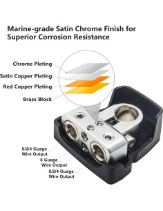 Terminales de Batería Recoil PBT-D08 2 Paquete Latón 0/2/4 y 8 AWG 2