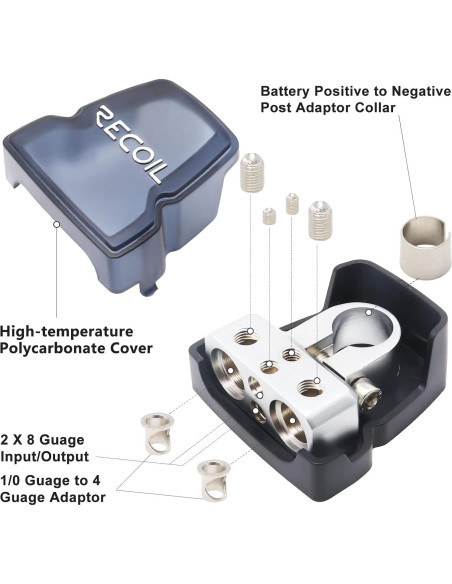 Terminales de Batería Recoil PBT-D08 2 Paquete Latón 0/2/4 y 8 AWG