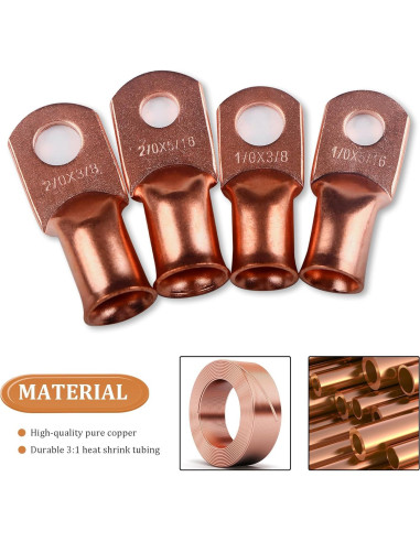 32 Piezas Terminales de Cable de Batería Cobre 1/0 2/0 AWG