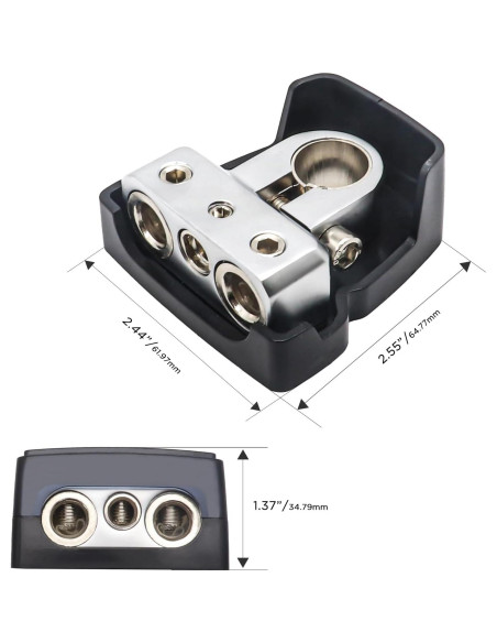 Terminales de Batería Recoil PBT-D08 2 Paquete Latón 0/2/4 y 8 AWG
