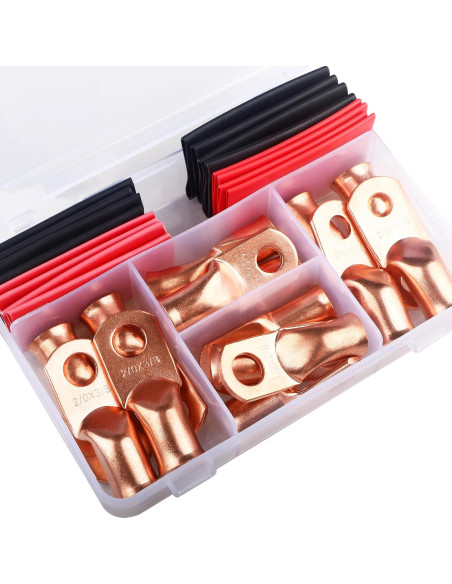 32 Piezas Terminales de Cable de Batería Cobre 1/0 2/0 AWG