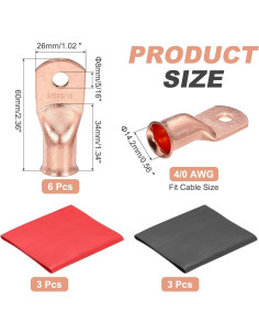 Terminales de Cable de Batería MECCANIXITY 4/0 AWG 6 Pcs 2