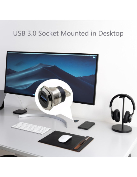 Adaptador USB 3.0 Macho a Hembra YiKaiEn, Impermeable y Duradero