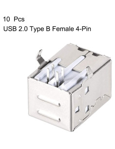 Conector Jack Femenino USB 2.0 Tipo B uxcell 10 Piezas 4-Pin 2