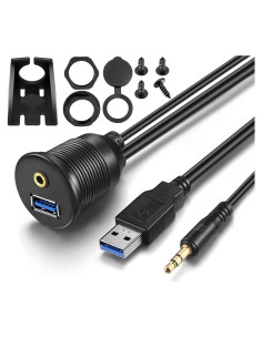 Cable USB 3.0 y AUX 3.5mm URWOOW 1m Montaje Empotrado