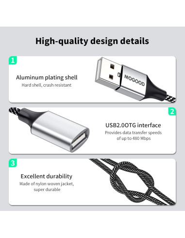 Adaptador USB 2.0 MOGOOD Hub Doble Puerto Plata 480 Mbps
