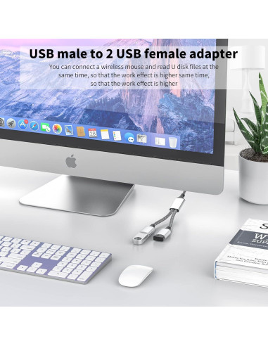 Adaptador USB 2.0 MOGOOD Hub Doble Puerto Plata 480 Mbps