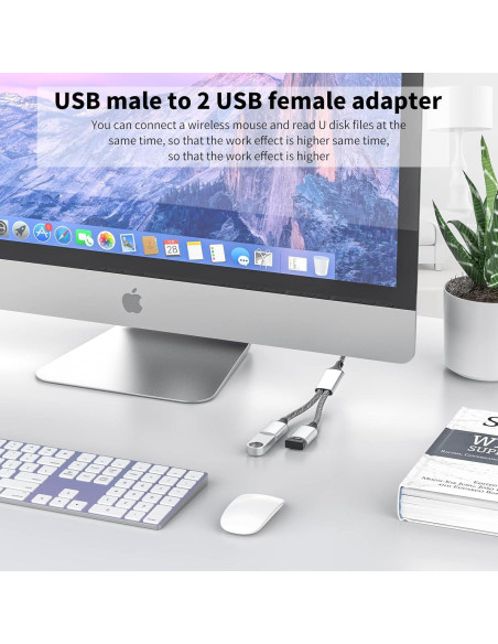 Adaptador USB 2.0 MOGOOD Hub Doble Puerto Plata 480 Mbps