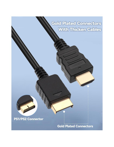 Convertidor HDMI PS2 Herfair 2m - Adaptador S/Video 1080P/720P