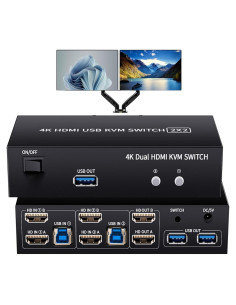 Interruptor KVM HDMI 2 Monitores LUKFOCAB 4K 60Hz USB 3.0
