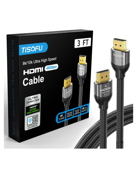 Cable HDMI 2.1 TISOFU 0.91m Ultra Alta Velocidad 8K 60Hz