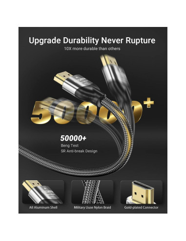 Cable HDMI 2.1 TISOFU 0.91m Ultra Alta Velocidad 8K 60Hz