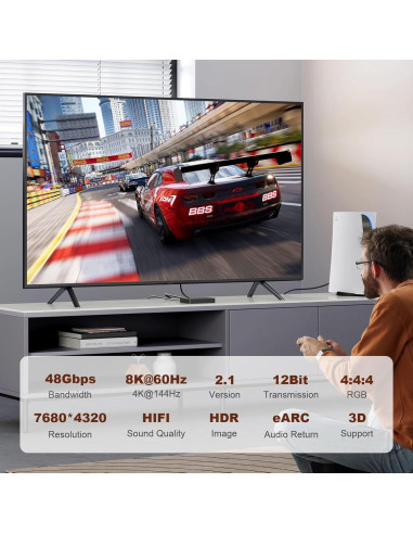 Cable HDMI 2.1 Óptico Activo de Fibra 1m ShengKai 8K 48Gbps