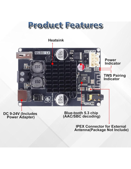 Amplificador de Audio Bluetooth PEMENOL XY-1001W 100W TWS Amplificador de Audio Bluetooth PEMENOL XY-1001W 100W TWS