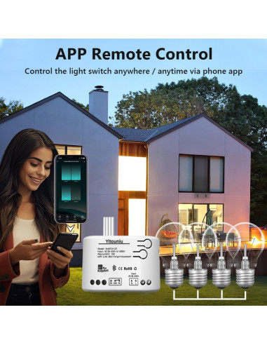 Interruptor Inteligente Inalámbrico Yitouniu 1CH WiFi 2200W