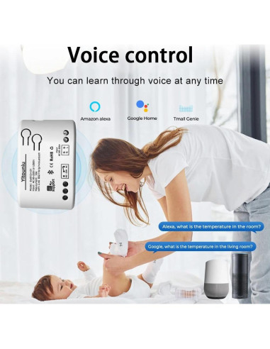 Interruptor Inteligente Inalámbrico Yitouniu 1CH WiFi 2200W