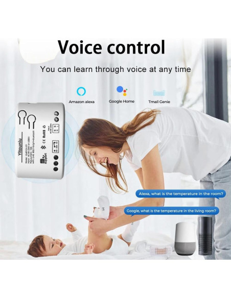 Interruptor Inteligente Inalámbrico Yitouniu 1CH WiFi 2200W