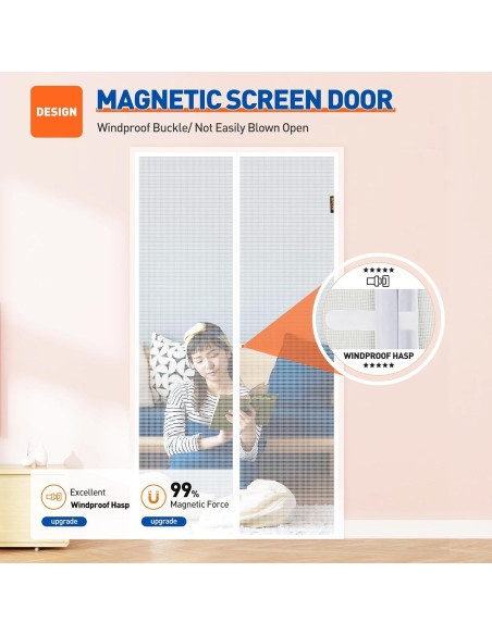 MAGZO Puerta de Pantalla Magnética 91 x 213 cm Blanca