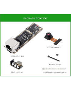 Placa de Desarrollo Ethernet Wonrabai ESP32-S3 con PoE y Cámara OV2640 2