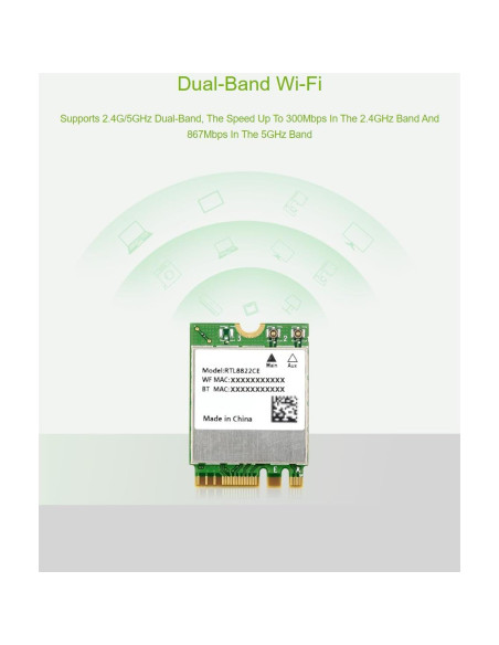 Módulo WiFi Doble Banda Waveshare RTL8822CE 2.4G/5GHz