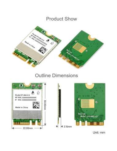 Módulo WiFi Doble Banda Waveshare RTL8822CE 2.4G/5GHz