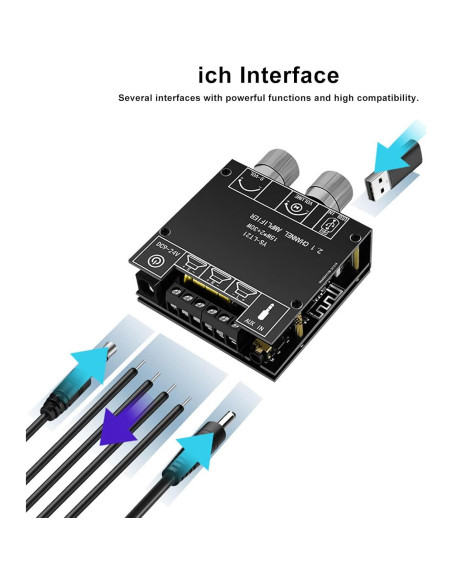 Amplificador Digital de Audio Bluetooth SPYMINNPOO 2.1 Canal 15W 30W