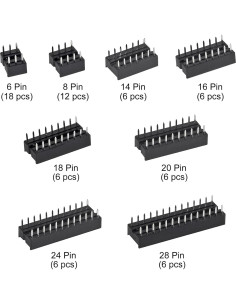 Kit de Adaptadores DIP IC DWEII 66 Piezas 6-28 Pines 2.54 mm 2