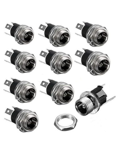 Conector de Montaje en Panel Hembra HiLetgo 10pcs DC 5.5x2.1mm