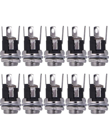 Conector de Montaje en Panel Hembra HiLetgo 10pcs DC 5.5x2.1mm