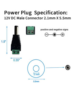 10 Pares Conectores de Poder DC 12V 5A 2.1x5.5mm - CENTROPOWER 2