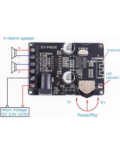 Módulo Amplificador Bluetooth Estéreo XY-P40W 20W 30W 40W 2