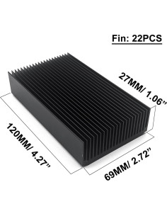 Disipador de Calor Aluminio Negro 120x69x27mm 22 Aletas 2