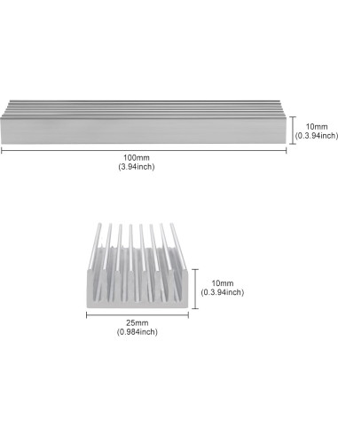 10 Disipadores de Calor de Aluminio 100x25x10mm Manesi