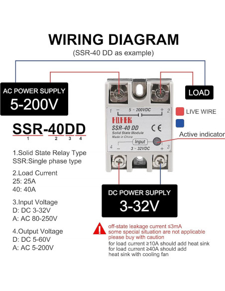 2 Piezas Relé de Estado Sólido SSR-25DA 25A 3-32VDC 24-380VAC