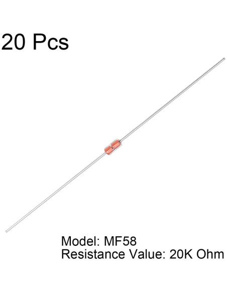 20 Termistores NTC MF58 20K Ohm uxcell Sellados en Vidrio