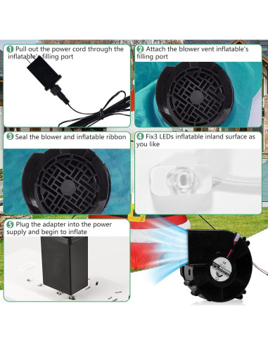 Juego de 2 Ventiladores Inflables YUNVI 12V con LEDs