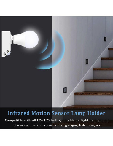 Portalámparas con Sensor de Movimiento Bukeer E26 E27 Ajustable