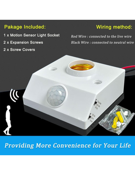 Portalámparas con Sensor de Movimiento Bukeer E26 E27 Ajustable