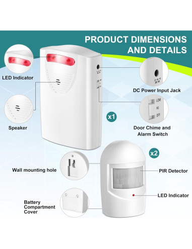 Alarma de Entrada Inalámbrica Qualirey con 2 Sensores
