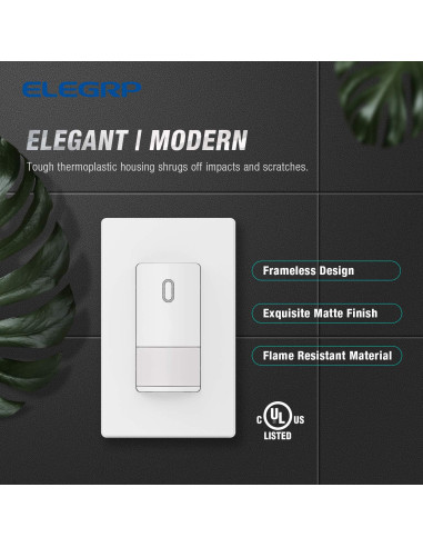 Interruptor de luz con sensor de movimiento ELEGRP 2 paquetes blanco