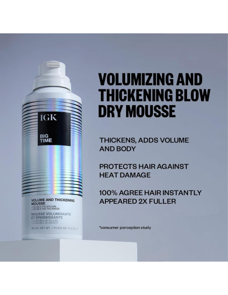 Mousse Voluminizador IGK Big Time 175 g - Fórmula Ligera Mousse Voluminizador IGK Big Time 175 g - Fórmula Ligera